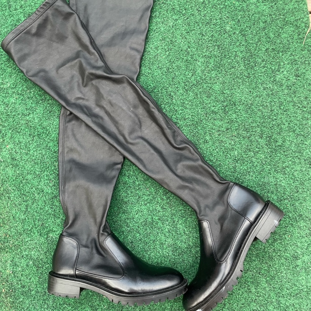 Zara faux leather thigh high boots